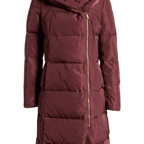 NWT  Cole Haan Women's Signature 40 in Down Coat (Merlot, Small) - Picture 2 of 2